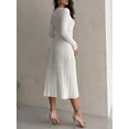 thumbnail image 3 of KelaJuan Women Autumn Winter Sexy Elegant Sweater Dress Long Sleeve V Neck Ribbed Knit Midi Party Dress, 3 of 6