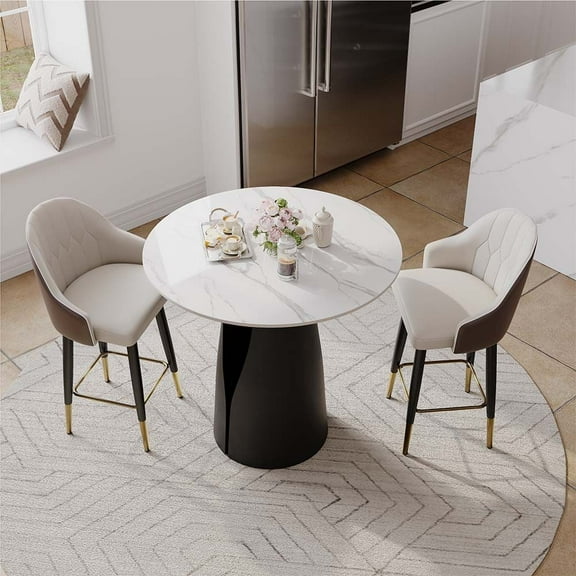 POVISON-Vera - 35" Modern Counter Height Round Table for 2-4 People