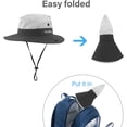 thumbnail image 6 of 3 Pieces Womens Ponytail Wide Brim Sun Hat Packable UV Protection Beach Cap for Fishing & Hiking, 6 of 8