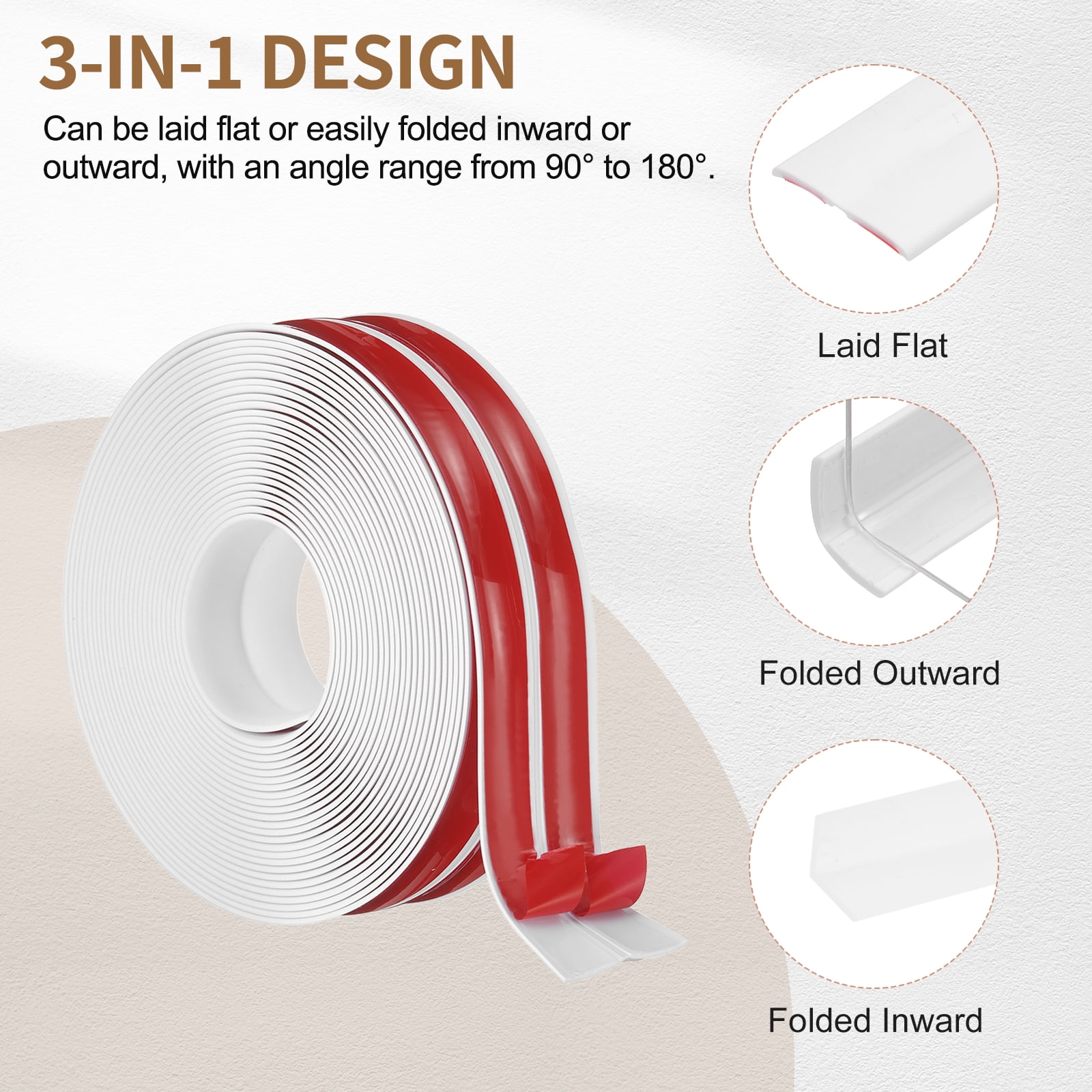 Uxcell Protector 2.4"x29.5 ft Self Adhesive Guard White for Wall Table Floor