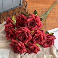 thumbnail image 4 of 2 Bundles Total 18 Multi-Color Artificial Roses | Warm Brown to Peach Tones with Multi-Layer Petals for Weddings, Home & Vase Bouquet Decor, 4 of 15