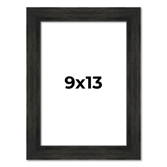 9x13 Distressed/Aged Black Wood Picture Frame - UV Acrylic, Foam Board Backing, & Hanging Hardware Included!