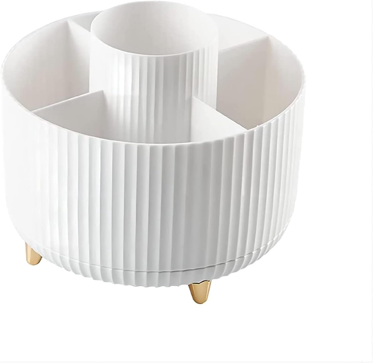 Organisateur De Bureau Rotatif 360° - 5 Compartiments - Pour Stylos, Pinceaux De Maquillage - Matériau ABS - Design Compact (diamètre 15 Cm) - 10