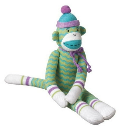MVP Brands Hobart Zig-Zag Sock Monkey Collectible, Green, Medium