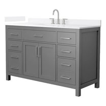 Beckett 54" Dark Gray Single Vanity & White Quartz Top (3-Hole) & Nickel Trim