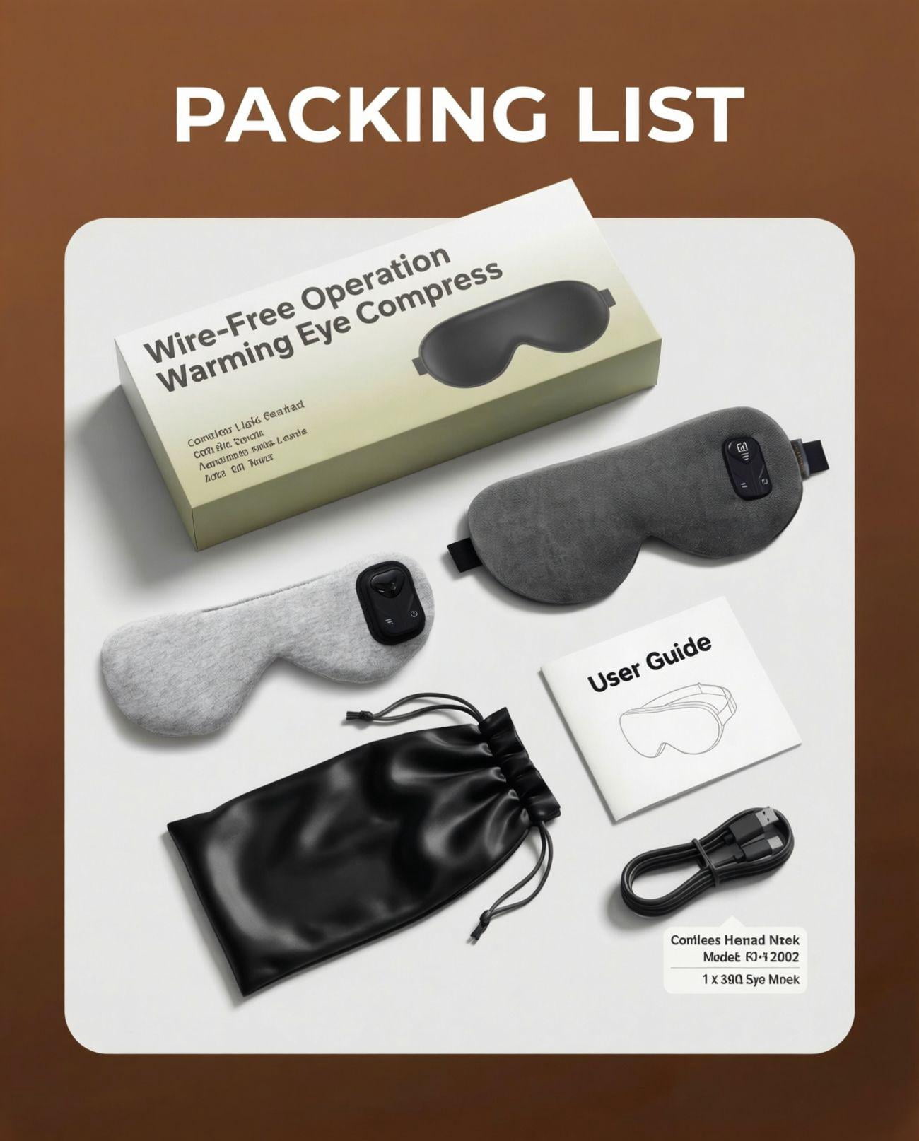 FACEMOON Heated Sleep Mask Rechargeable Comfort for Tired Eyes Natural Flaxseed Moist Heat Warm Compress Relaxation Black