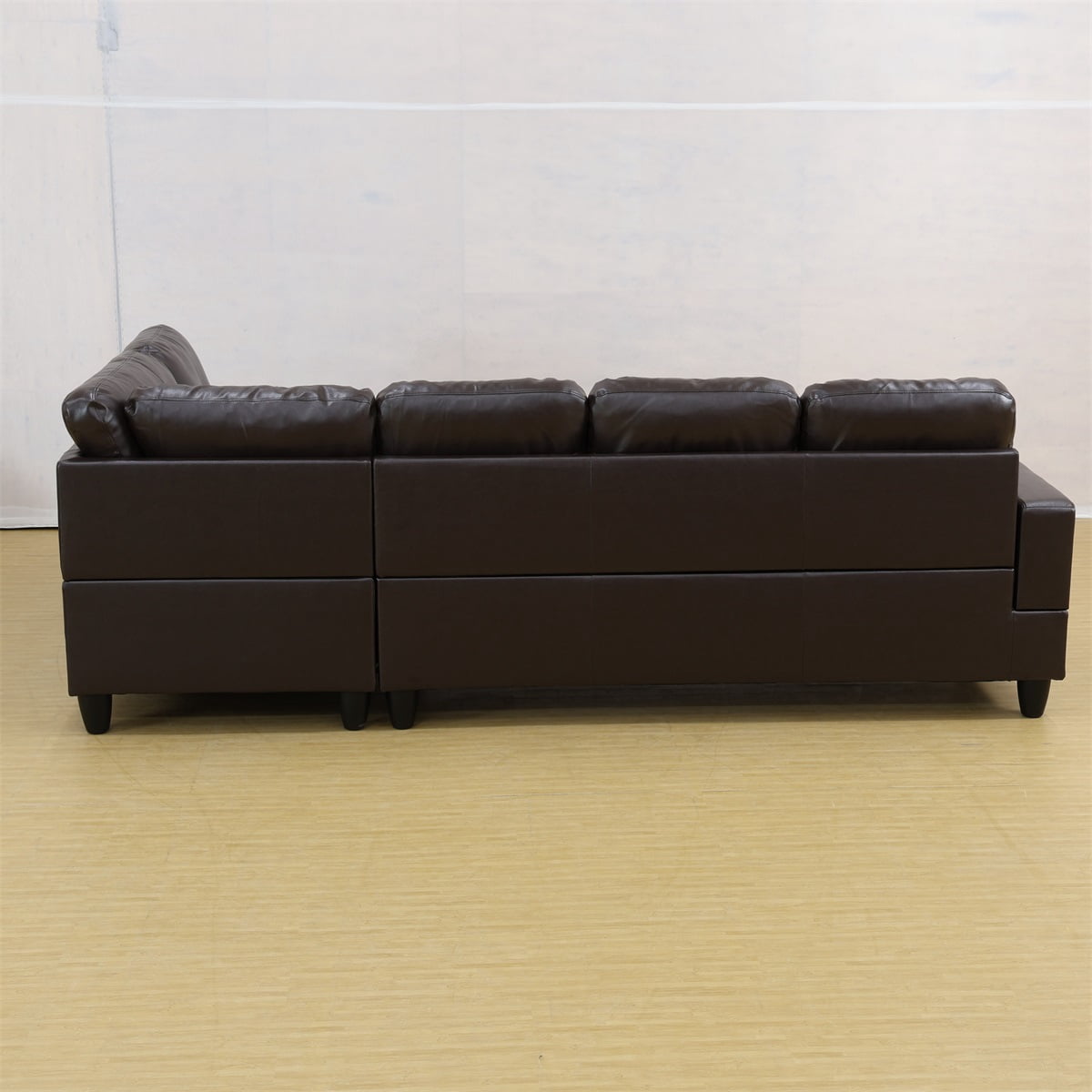 Hommoo Faux Leather Sectional Sofa, 4 Seat Living Room Furniture Sets, Modern L-Shaped Couches and Sofas Set for Home, Brown(No Ottomans)