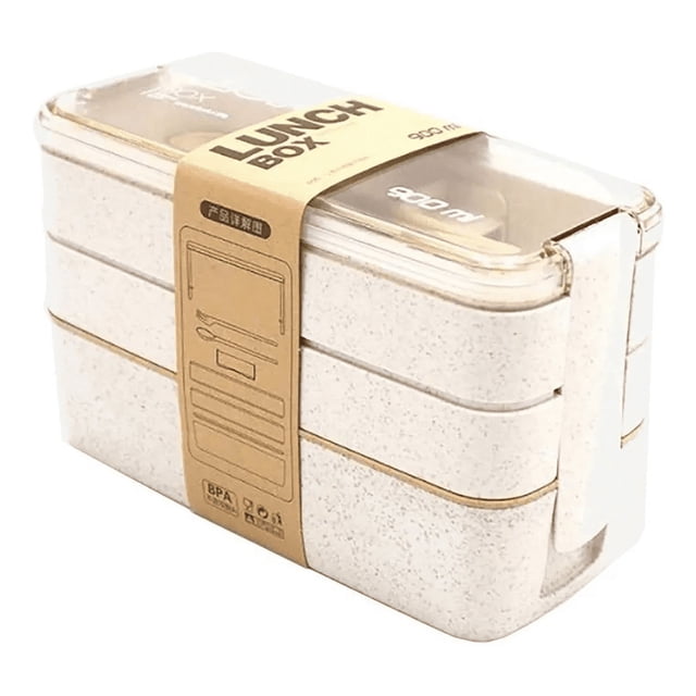 Topper contenedor de alimentos 3 pisos lunch box + cubiertos Casa y Concepto CC090