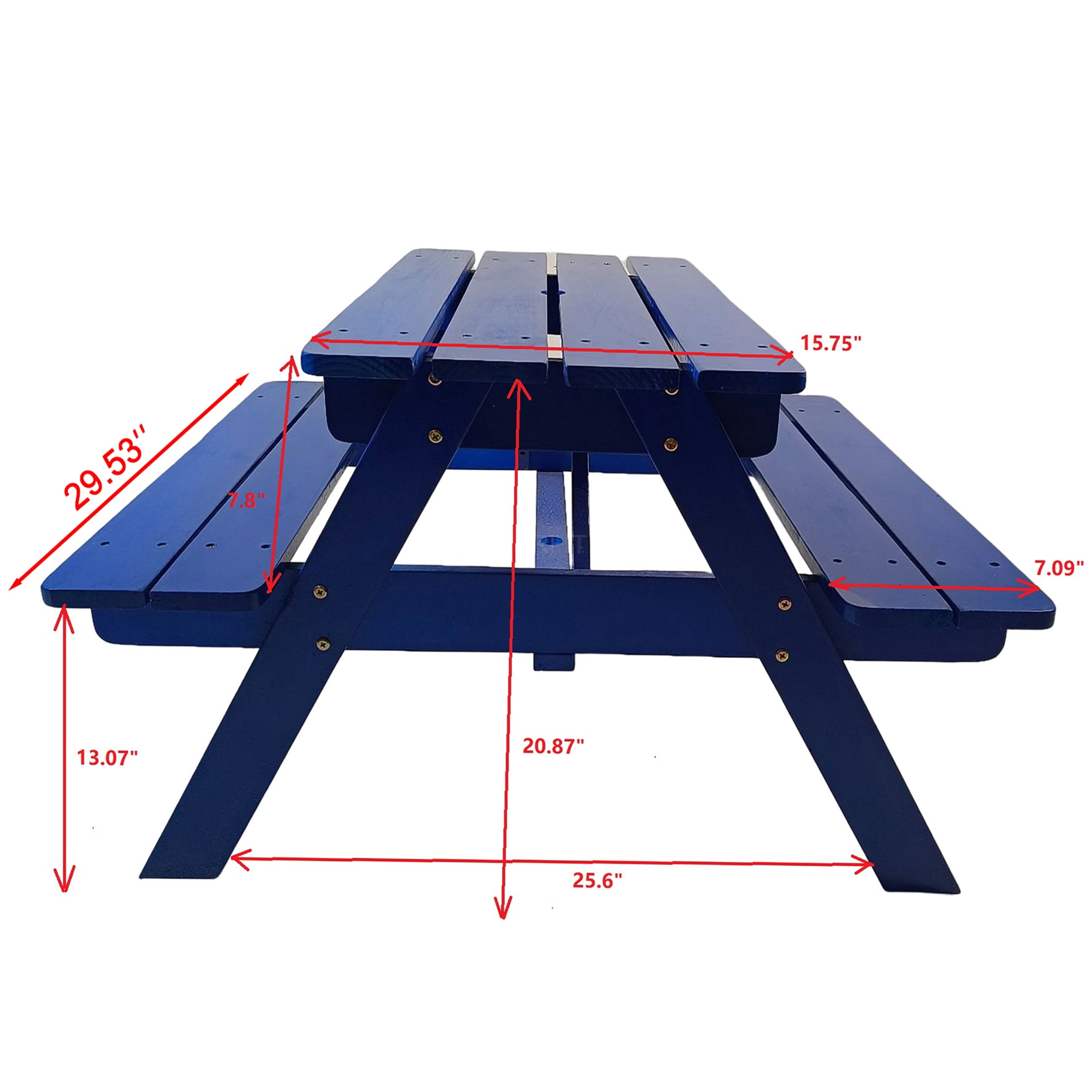 JERFIT Kids Table and Chair Set, Solid Wood Childrens Activity Desk with 2 Chairs, Small Table for Toddlers, Blue