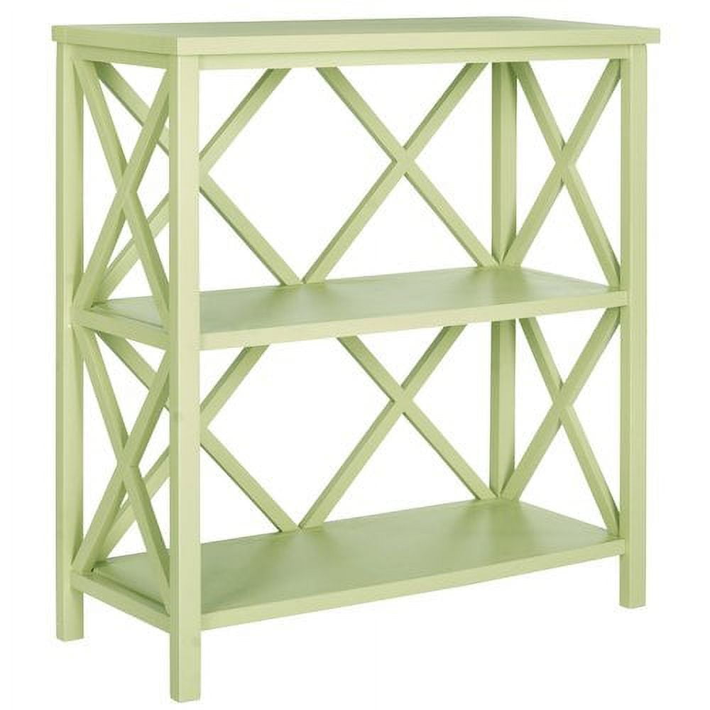 SAFAVIEH Liam Duo X-Back 2 Tier Open Bookcase, Split Pea