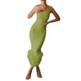 thumbnail image 2 of Lucakuins Vestido largo largo para mujer, sin mangas, sin espalda, irregular, con retazos de plumas, ajustado, vestido ajustado sólido para cóctel de fiesta Lucakuins  moda, 2 of 9