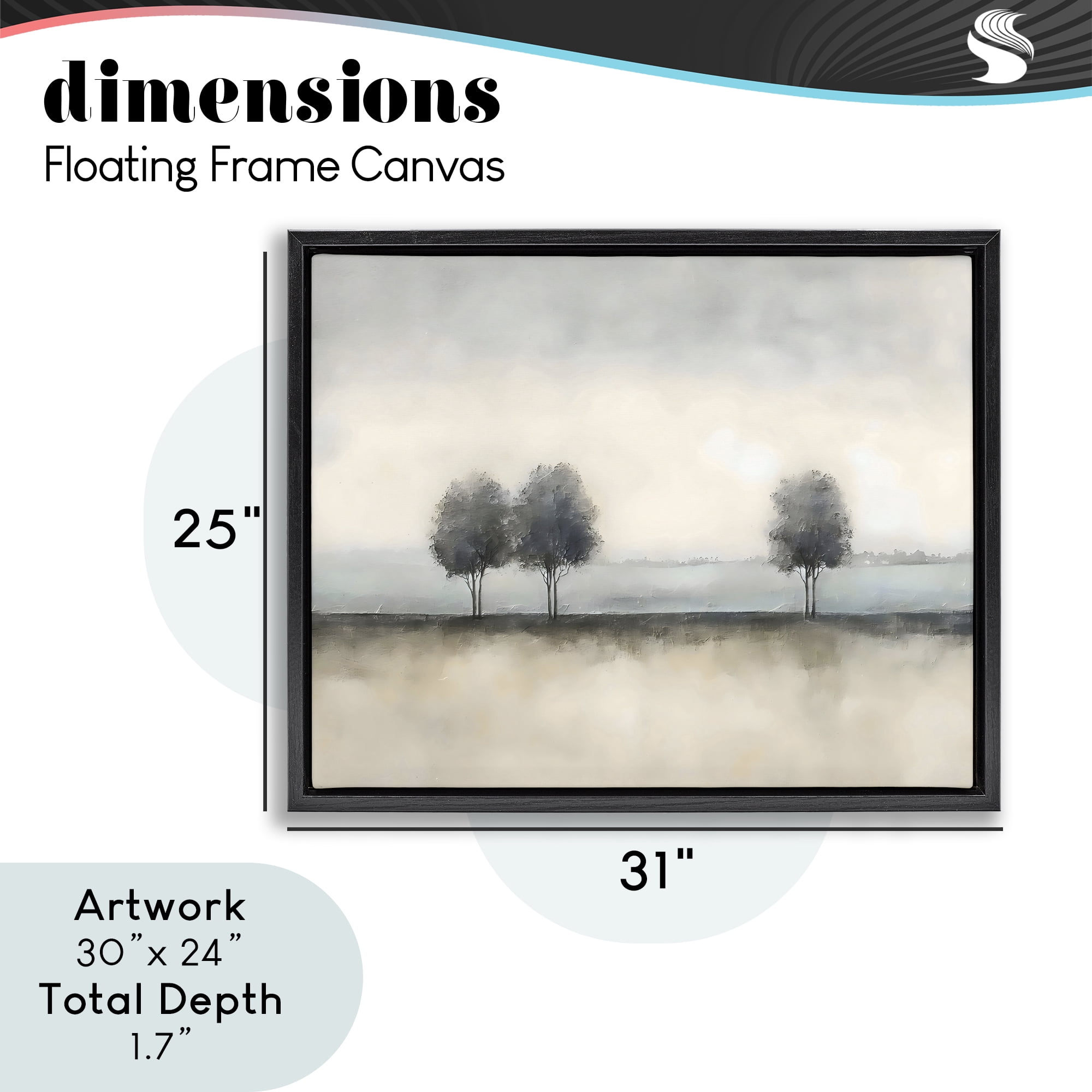 Stupell Industries Muted Trees Horizon Black Framed Floater Canvas Wall Art, design by Riley B