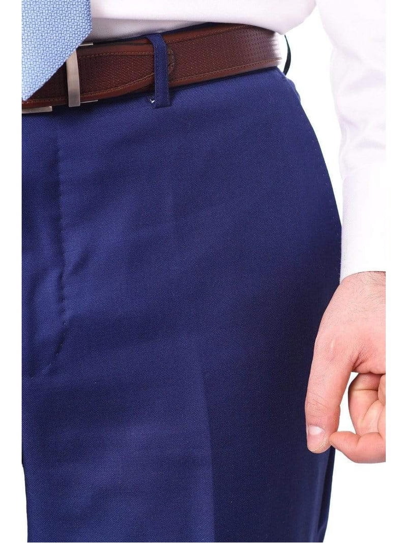 blue wool dress pants Mens Classic Fit Solid Navy Blue Flat Front Wool Dress Pants, 28