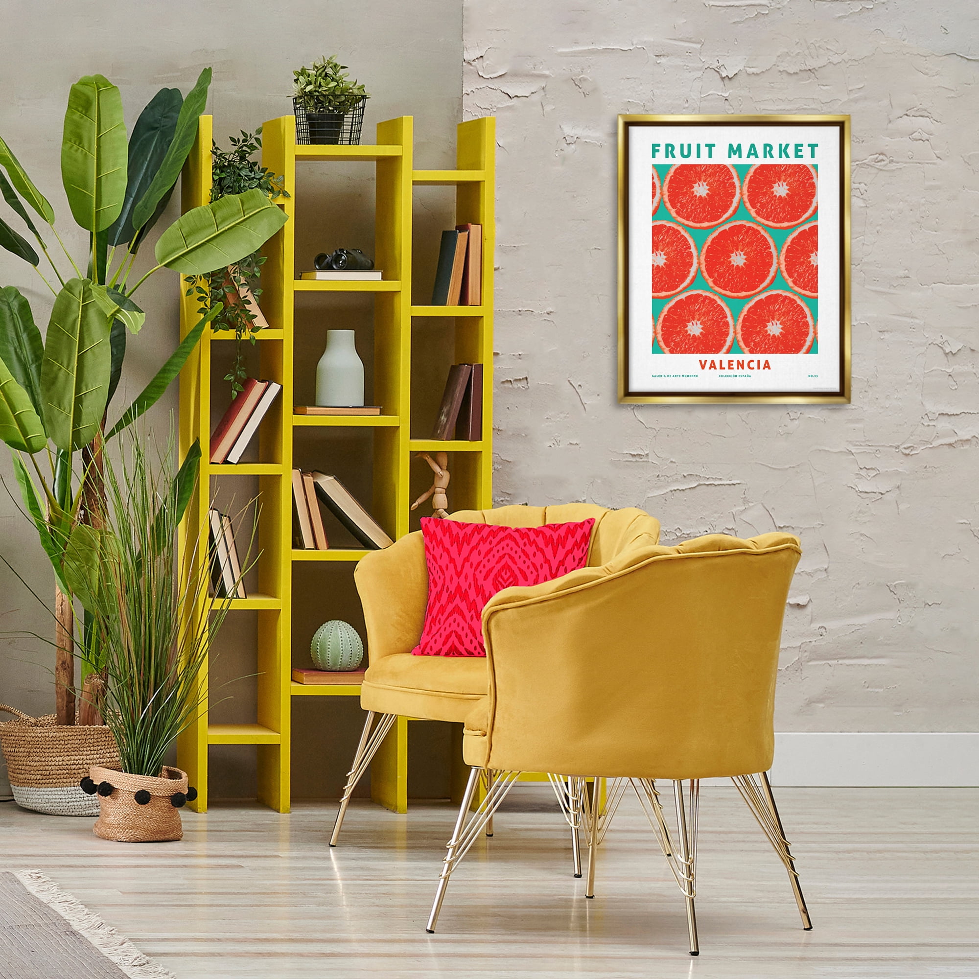 Stupell Industries Fruit Market Grapefruit Food & Beverage Painting Gold Floater Framed Canvas Art Print Wall Art, 17 x 21