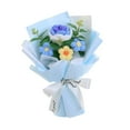 thumbnail image 3 of Ramo de flores de ganchillo con hojas de eucalipto artificiales y flores preservadas. Azul, 3 of 9