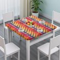 thumbnail image 3 of Colorful Geometric Pattern Square Fitted Tablecloth with Elastic Edge,Square Table Cover,Washable Elastic Table Cover for Home Kitchen Party Decor 34"x34", 3 of 6