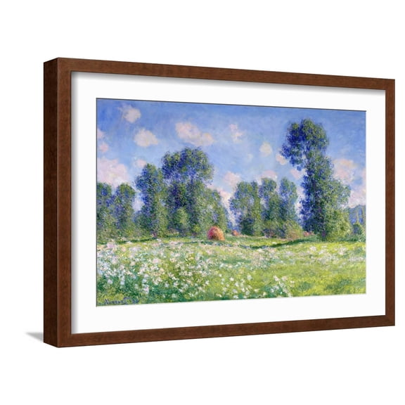Art.com Effect of Spring, Giverny, 1890 Giclee Print by Claude Monet, Brown Frame Wall Art, 23" x 17"