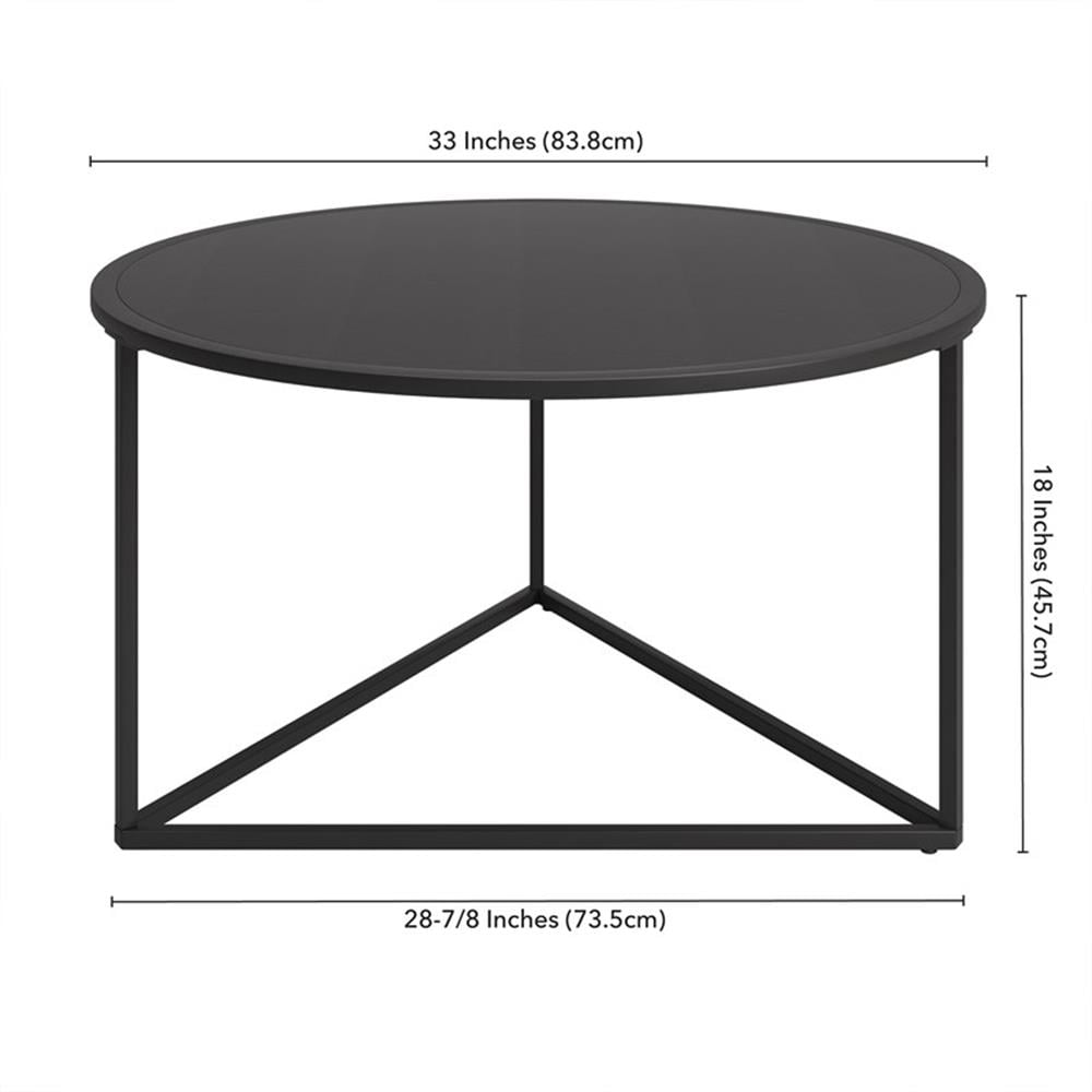 Evelyn&Zoe Jenson 33" Wide Round Coffee Table with Metal Top, Blackened Bronze