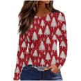 thumbnail image 2 of FDGIU Cute Christmas Graphic Tee for Women, Long Sleeve Crewneck Blouse, Cozy Loose Fit for Holiday Parties, 2 of 5