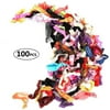Susufaa 100 Pcs / Lot Candy Color Ribbon Ponytail Holder Yoga Twist Elastic Band or Hair Ties Hair Accessories