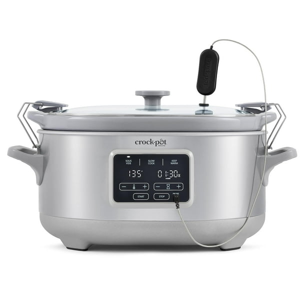 Crock-Pot Olla de Cocción Lenta Programable de 7 Cuartos para Cocinar y Llevar con Sous Vide, Acero Inoxidable, 1 Unidad