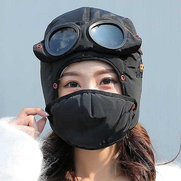 Winter Pilot Hat, Adult Windproof Hat, Warm Ear Protection Hat With Mask And Glasses