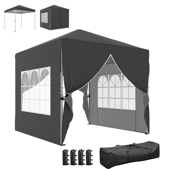 Outsunny 8.2 x 8.2 ft Pop Up Canopy Tent with Sidewalls, Instant Canopy