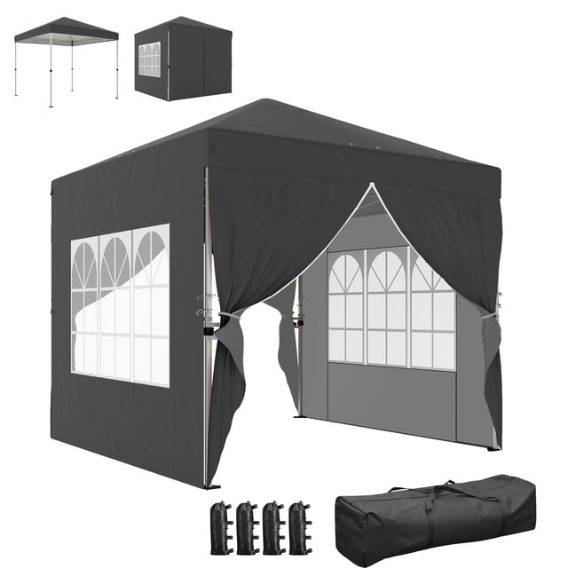 Outsunny 8.2 x 8.2 ft Pop Up Canopy Tent with Sidewalls, Instant Canopy