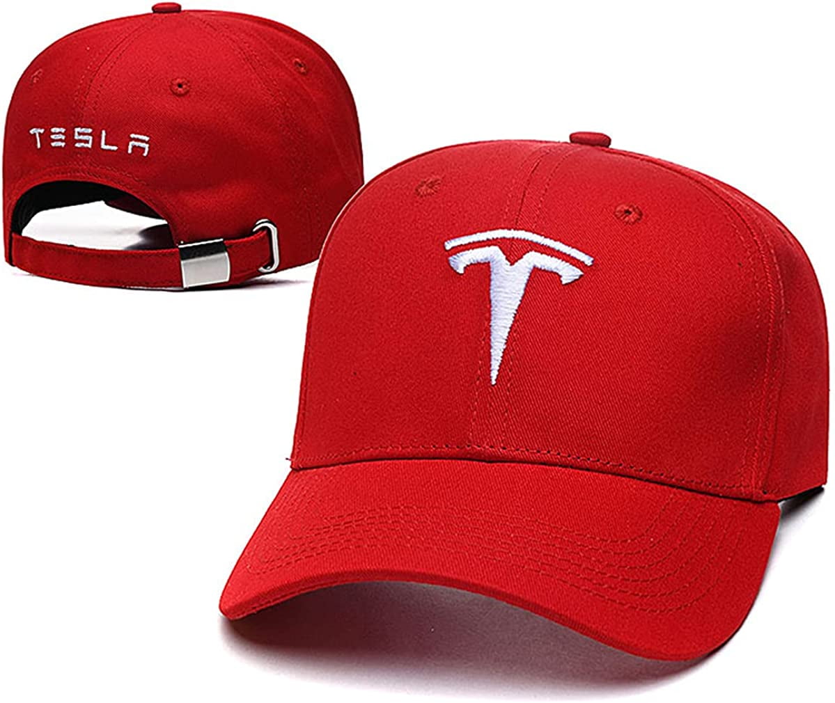 Unisex Men Classic Flat-Brimmed Hat Rugged Rock Cap Tesla-Logo 