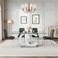 thumbnail image 3 of 5-Piece 70" Glass Dining Table set，Tempered Glass Tabletop with OC Shape Frame & Stainless Steel Base, 4 PU Chairs with Metal Legs, 3 of 8
