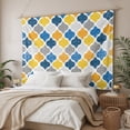 thumbnail image 3 of Yellow Blue Morocco Pattern Large Tapestry for Bedroom Wall Hanging Tapestry,Modern Moroccan Geometric Ceiling Backdrop Tapestries Poster Blanket Wall Decor for Teens Room Living Room Dorm 86" x 104", 3 of 8