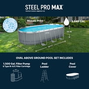 Bestway Steel Pro MAX 18 x 9 x 48 Metal Frame Above Ground Pool Set Pump, Ladder & Cover