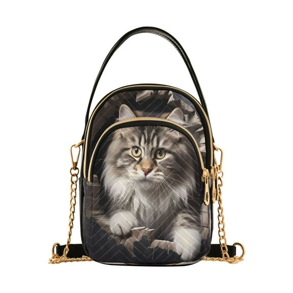 ALAZA Chain Crossbody Bags for Women Cat Shoulder Handbag Phone Purse