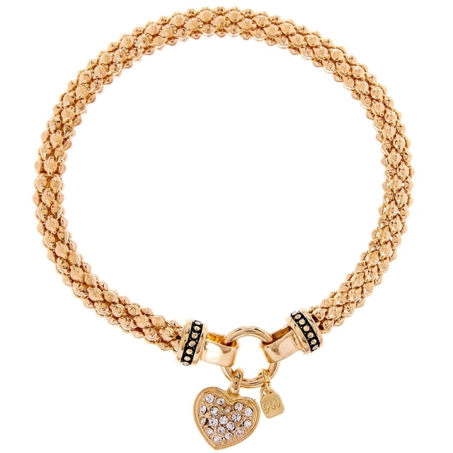 Pulsera Nine West para Mujer en Tono Dorado con Corazón de Cristal