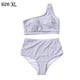 thumbnail image 2 of Traje de baño de un solo hombro para mujer, tankini, conjunto de bikini de cintura alta, traje de baño de 2 piezas con efecto push up, a rayas, 2 of 7