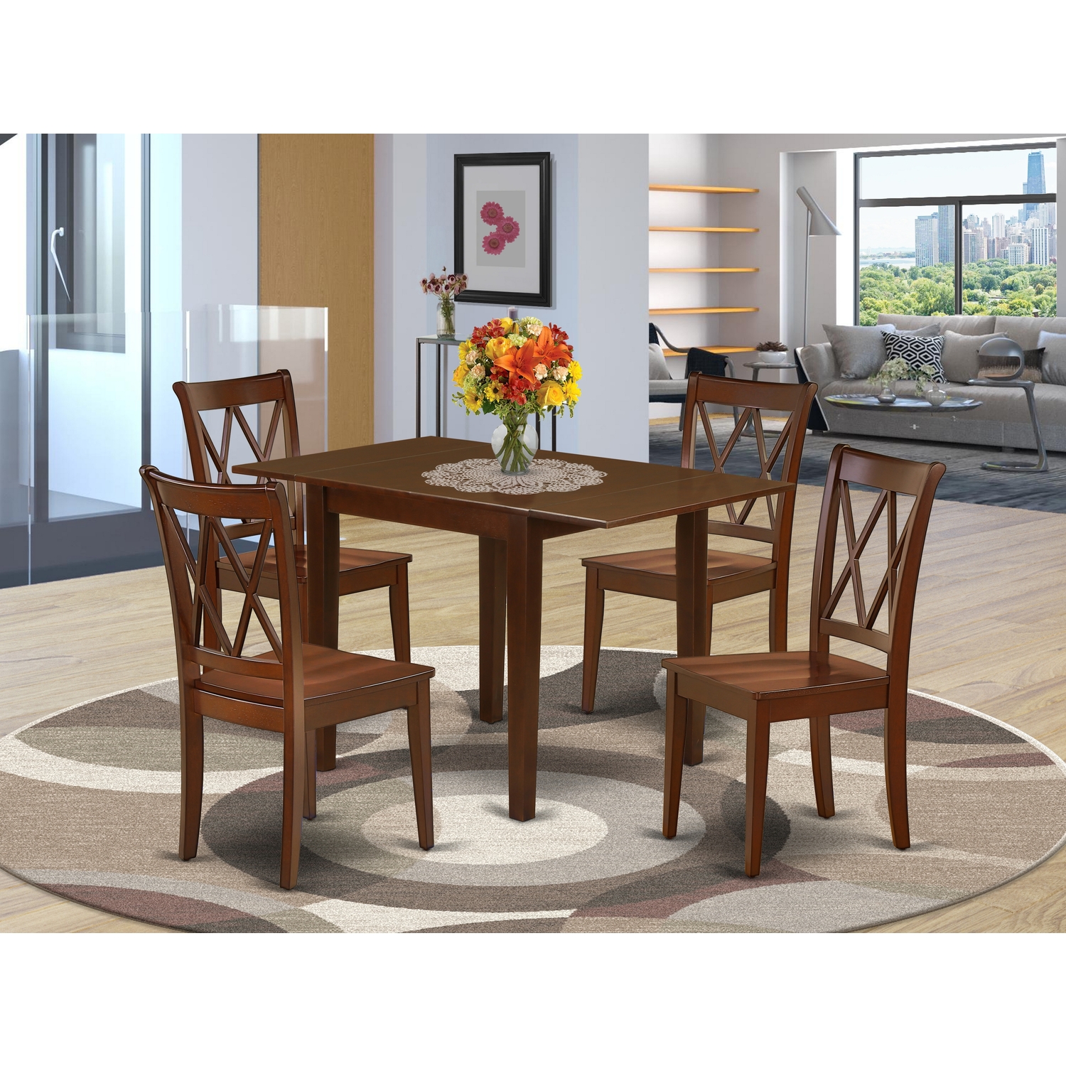 East West Furniture NDCL5MAHW Dining Room Table Set 5 Pcs 4 Awesome