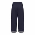 thumbnail image 7 of Linen Pants Women Linen High Waist Elastic Summer Beach Casual Wide Leg Sweatpants Women Navy 3Xl, 7 of 7