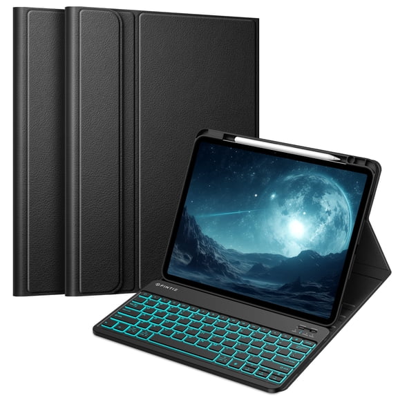 Fintie Keyboard Case for iPad Pro 13-inch (M4 Chip) 2024 with Pencil Holder - Soft TPU Back Cover with Magnetically Detachable Backlight Bluetooth Keyboard, Black