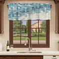 Blue Gradient Mosaic 2 Panels Kitchen Valance, Grid Abstract Color ...
