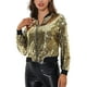 thumbnail image 1 of Chaqueta bomber de mujer con lentejuelas INSPIRE CHIC, cierre de cremallera, bolsillos ocultos, color dorado, 1 of 6