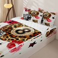 thumbnail image 3 of Castle Fairy Leopard Print Billiard Zipper Twin Comforter Sets with Fitted Sheet and 2 Pillowcases, Animal Cheetah Zipper Bedding Set, Black Red Brown,4-Piece, 3 of 6