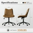 thumbnail image 6 of Ninecer Armless PU Leather Office Chair with Adjustable Height, Ergonomic Swivel Desk Task Chair with Tilt Function, Modern Computer Chair on Wheels for Home Office, Brown, 6 of 8
