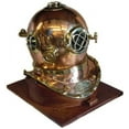 thumbnail image 2 of Full-Size U.S. Navy Mark V Copper & Brass Diving Helmet Replica with Wooden Base, 2 of 4