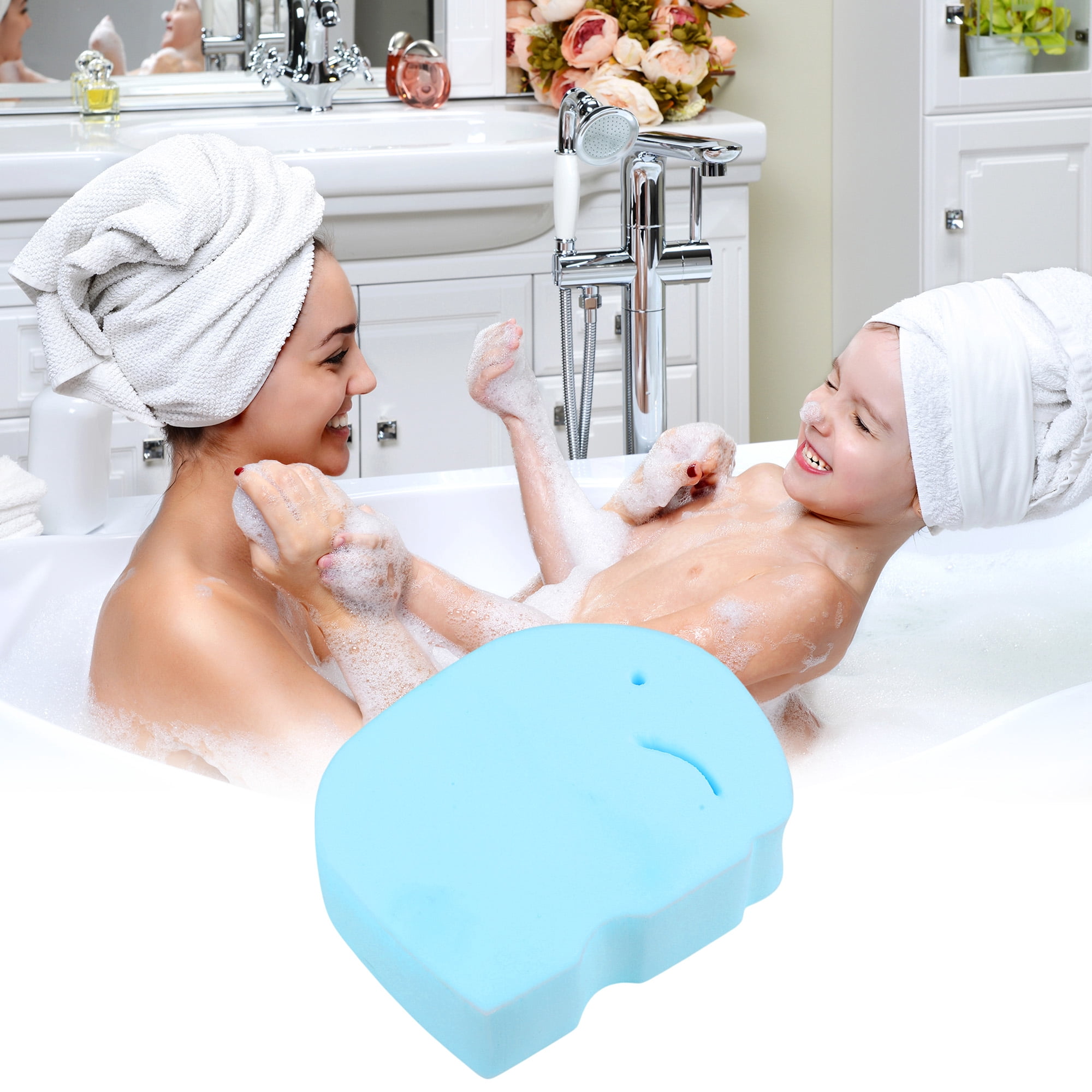 Unique Bargains Elephant Shape Bath Sponge Body Scrubber 1 Pc Blue