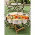 thumbnail image 3 of Outdoor Tablecloth with Umbrella Hole and Zipper, Thanksgiving Pumpkins Round Table Cloth 60 Inch Waterproof Tablecloth, Fall Maple Leaves Sunflowers Picnic Table Cover for Patio Camping, 3 of 7