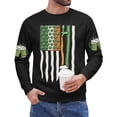 thumbnail image 6 of Dwelliawo St Pattys Waffle Shirt Men Graphic Long Sleeve Waffle Knit Tees Funny St Patricks Day Irish Clover Celtic Cross Flag Printed T Shirt Round Neck Tops Black XL, 6 of 6