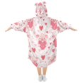 thumbnail image 2 of Wearable Blanket with Sleeves and Pocket Oversized Hooded Sweatshirt 3-14 YR Pink Cute Pigs S, 2 of 7
