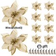 thumbnail image 3 of 10/5/1 piezas 14,5 cm flores artificiales de Navidad con purpurina decoración del árbol de Navidad adornos de Feliz Año Nuevo flores falsas de Navidad natal, 3 of 5
