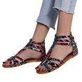 thumbnail image 2 of CAICJ98 Sandals Women Women's Rivet Rhinestone Pearl Flat Sandals Slip on Memory Foam Sandals Open Toe Slide Sandals,Multicolor, 2 of 4