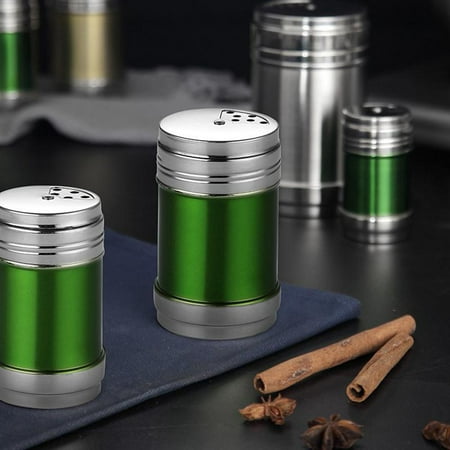 

Seasoning Shaker Spice Jar With Rotatable Lid Stainless Steel Spice Tin Storage Containers for Sugar Salt Pepper 2Pcs